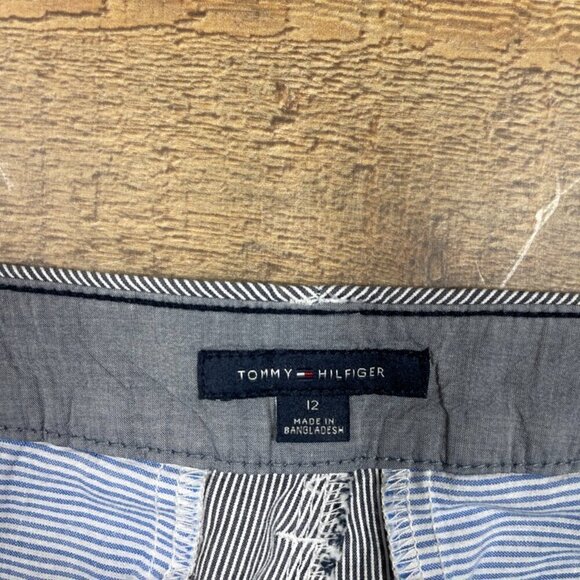 Tommy Hilfiger Blue & White Flat Front Cuffed Pants size 12 - Picture 3 of 4